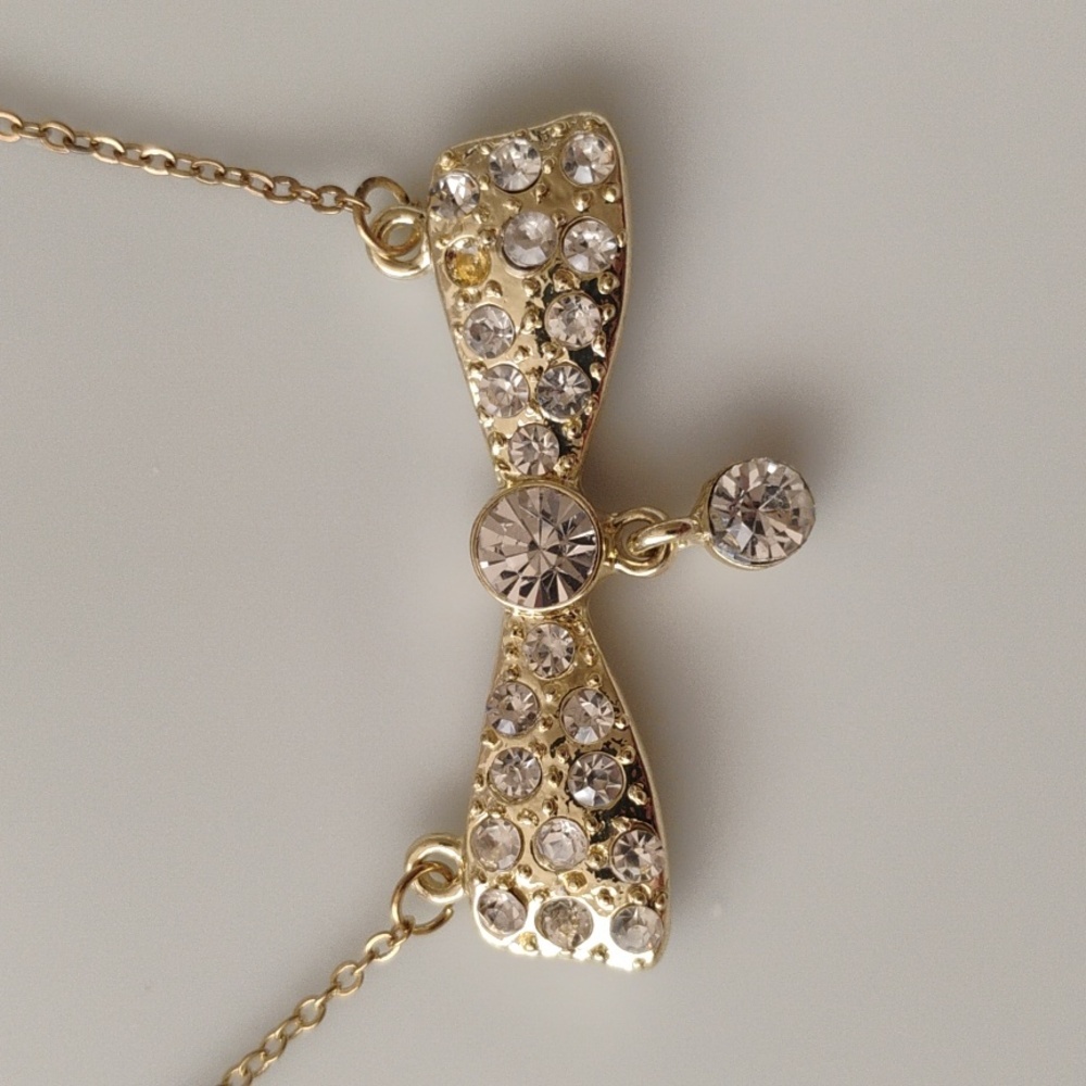 Dainty Necklace with rhinestone bow
